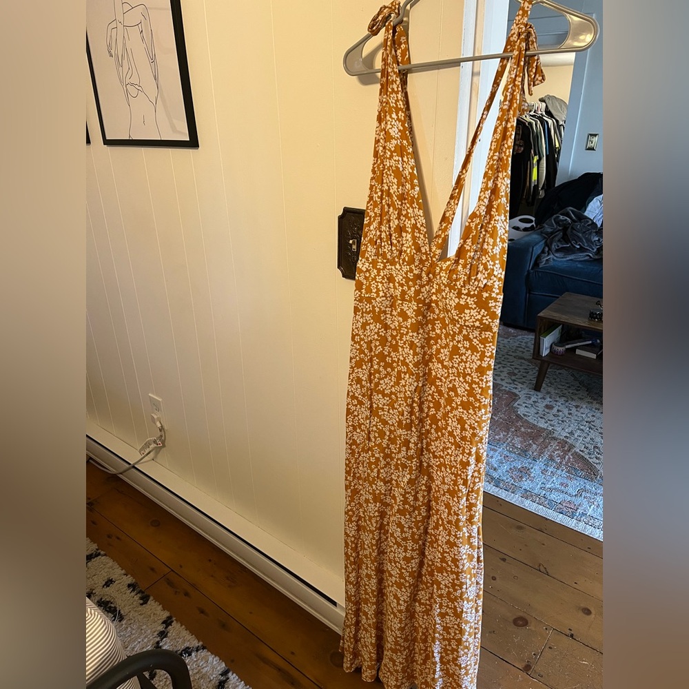 ASOS Mustard White Floral Maxi Dress